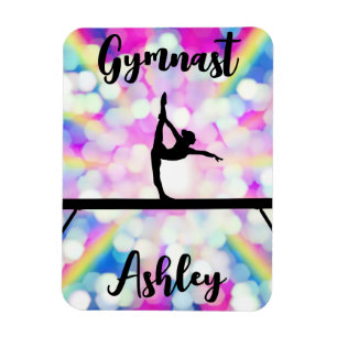 Rainbow Bokeh Blast Gymnastik Beam Personalisiert Magnet