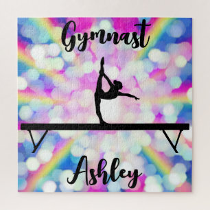 Rainbow Bokeh Blast Gymnastik Beam Personalisiert Puzzle