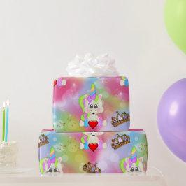 Rainbow Bokeh Unicorns Geschenkpapier