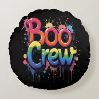 Rainbow BOO CREW Rundes Kissen