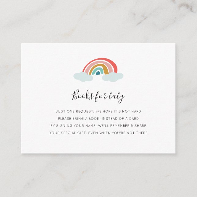 Rainbow Book Request Baby Showkarte Begleitkarte (Vorderseite)