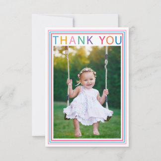 Rainbow Border Foto Dankeschön Karte für Kinder