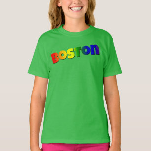 Rainbow Boston Schriftart T-Shirt