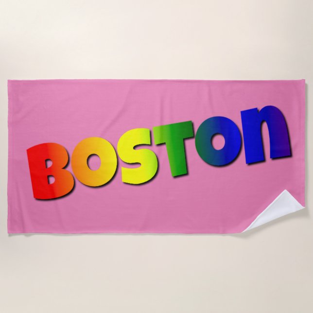 Rainbow Boston Strandtuch (Vorderseite)