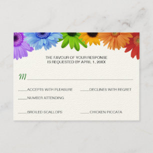 Rainbow Bouquet Wedding Response Menu RSVP Karte