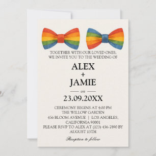 Rainbow Bow Krawatte LGBT Gay Wedding Einladung