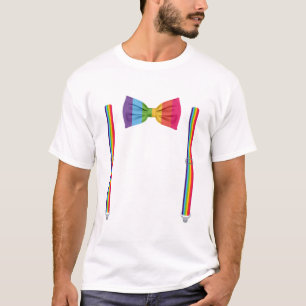Rainbow Bow Krawatte mit Suspendern Funny LGTBQ T-Shirt