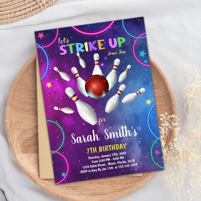 Rainbow Bowling Birthday Einladung (Rainbow Bowling Birthday Invitations)