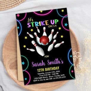 Rainbow Bowling Birthday Einladungen
