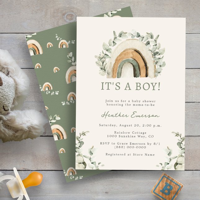Rainbow Boy Baby Dusche Einladung (Boho Rainbow Boy Baby Shower Invitation by Painted Paperie
)