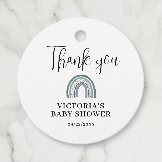 Rainbow Boy Baby Dusche Geschenkanhänger (Vorderseite)