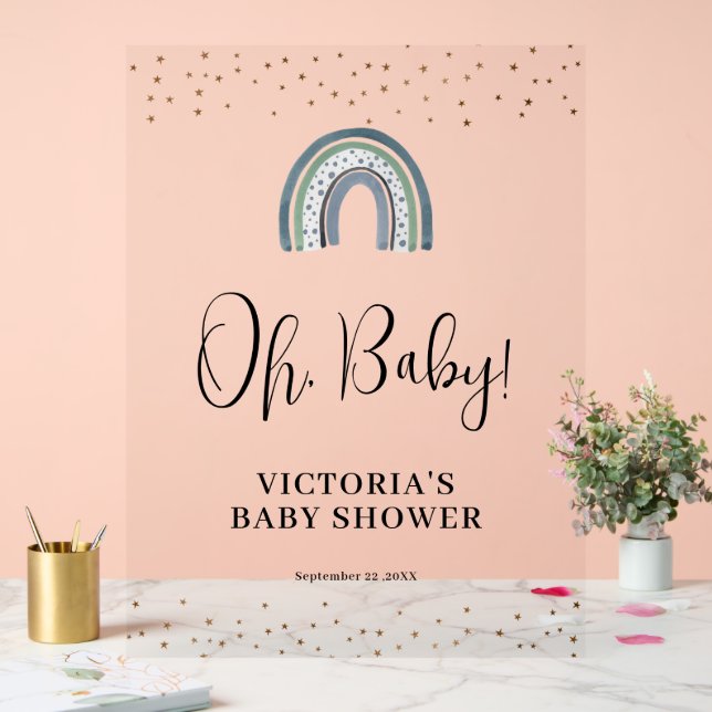 Rainbow Boy Baby Dusche Willkommen Acrylschild (Hochzeit)