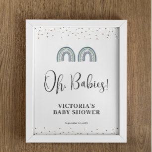 Rainbow Boy Twins Baby Dusche Begrüßungszeichen Poster