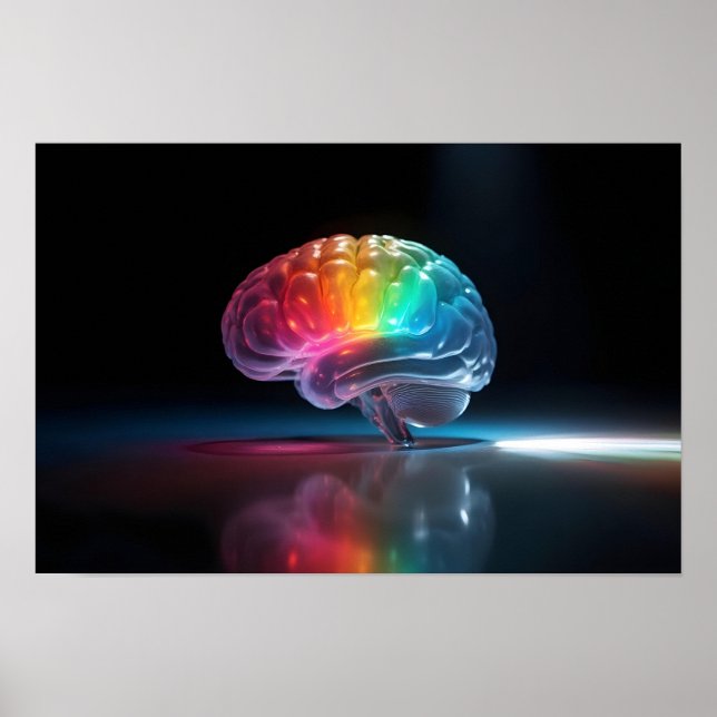Rainbow Brain Glow Autismus Neuroversity Bewusstse Poster (Vorne)
