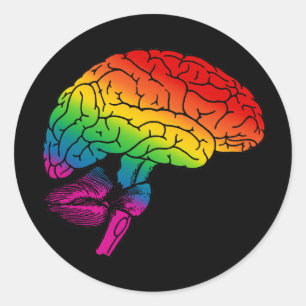 Rainbow Brain Runder Aufkleber