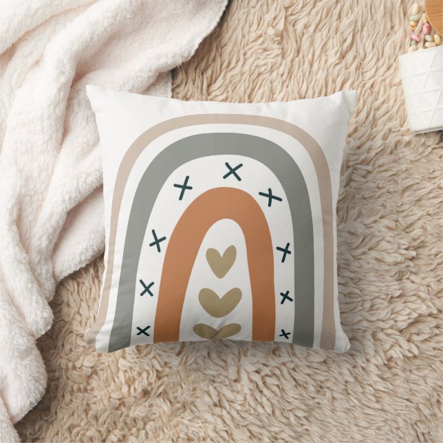 Rainbow-Braunbeige, grau, modern, weiß gemuppt Kissen (Decke)