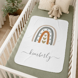 Rainbow-braunes beige-graues bohologes Kinderzimme Babydecke