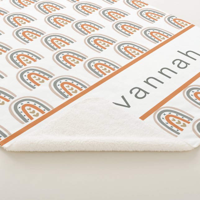 Rainbow-braunes beige-graues Kinderzimmer boho Sherpadecke (3/4)