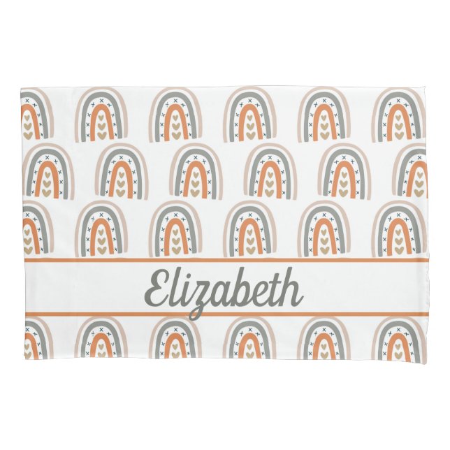 Rainbow-braunes, beige-graues Kinderzimmer Kissenbezug (Vorderseite)