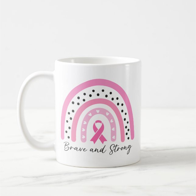 Rainbow Breast Cancer Pink Ribbon Awareness Kaffeetasse (Links)