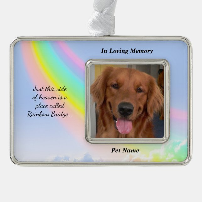 Rainbow Bridge Custom Pet Beileid Ornament Rahmen-Ornament Silber (Vorderseite)