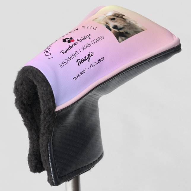 Rainbow Bridge Custom Photo Pet Memorial Putter Golf Headcover (3/4 Vorderseite)
