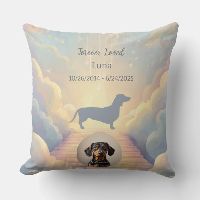 Rainbow Bridge Dachshund Memorial Pillow Custom Kissen (Vorderseite)