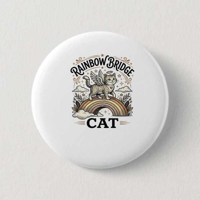 Rainbow Bridge Katze Katze Gedenk Rainbow Bridge V Button (Vorderseite)