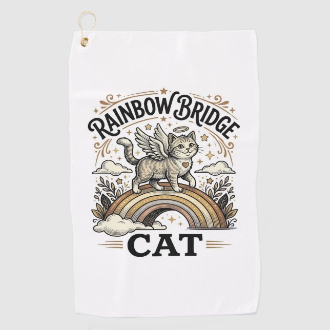 Rainbow Bridge Katze Katze Memorial Regenbogenbrüc Golfhandtuch (Vorderseite)