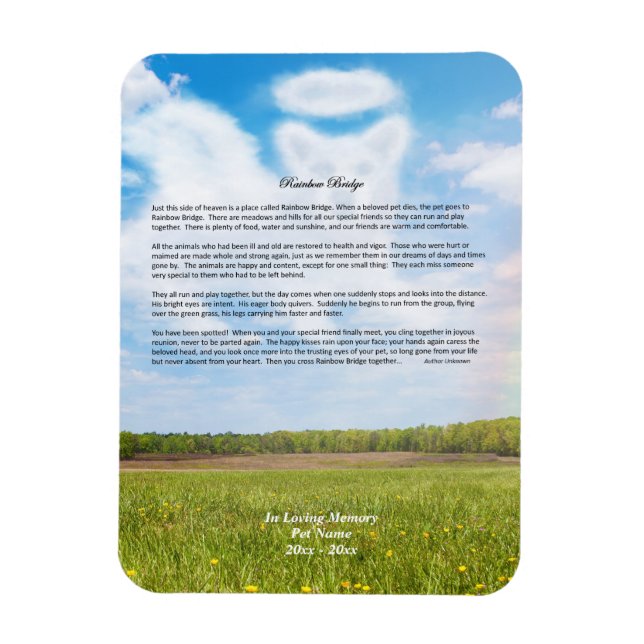Rainbow Bridge MALE Hund Beileid Magnet (Vertikal)