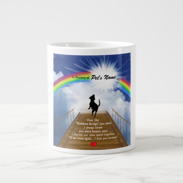 Rainbow Bridge Memorial Gedicht für Hunde Jumbo-Tasse (Vorderseite)