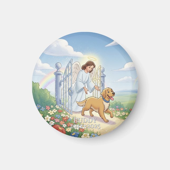 Rainbow Bridge – Personalisierter Haustier-Gedenkm Magnet (Vorne)