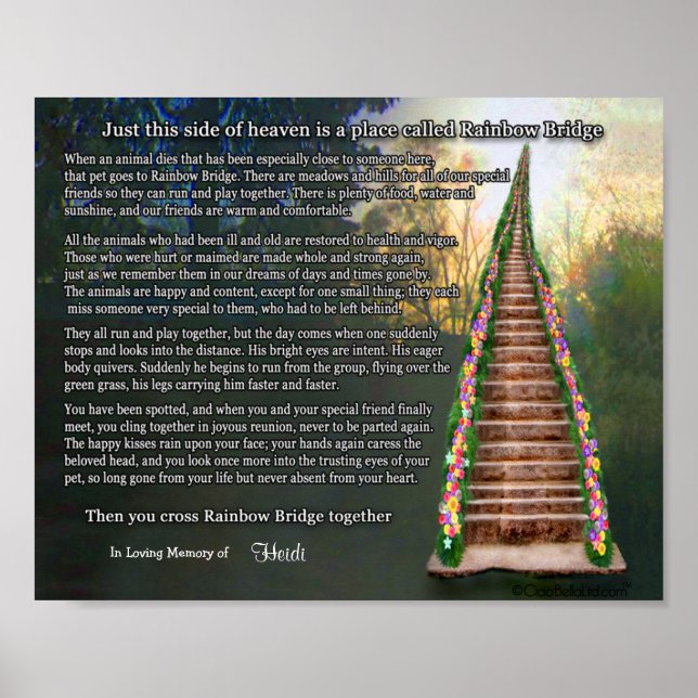 Rainbow Bridge Pet Loss Personalisierte Wand druck Poster (Vorne)