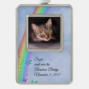 Rainbow Bridge Pet Loss Rahmen-Ornament Silber