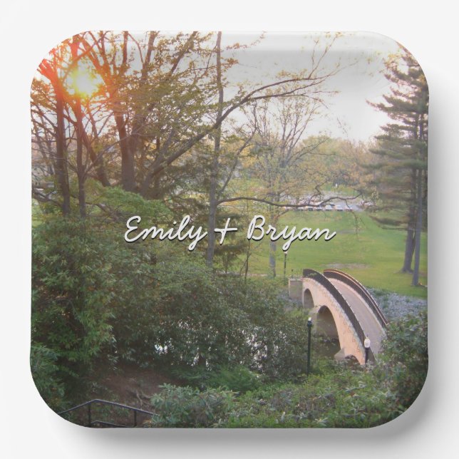 Rainbow Bridge Sunset an der Grove City Uni Pappteller (Vorderseite)