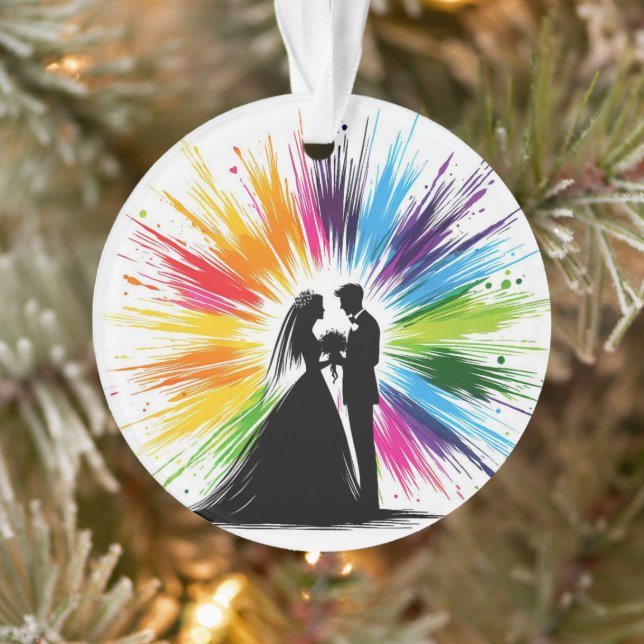 Rainbow Brie and Groom Erster Weihnachten Ornament (Baum)
