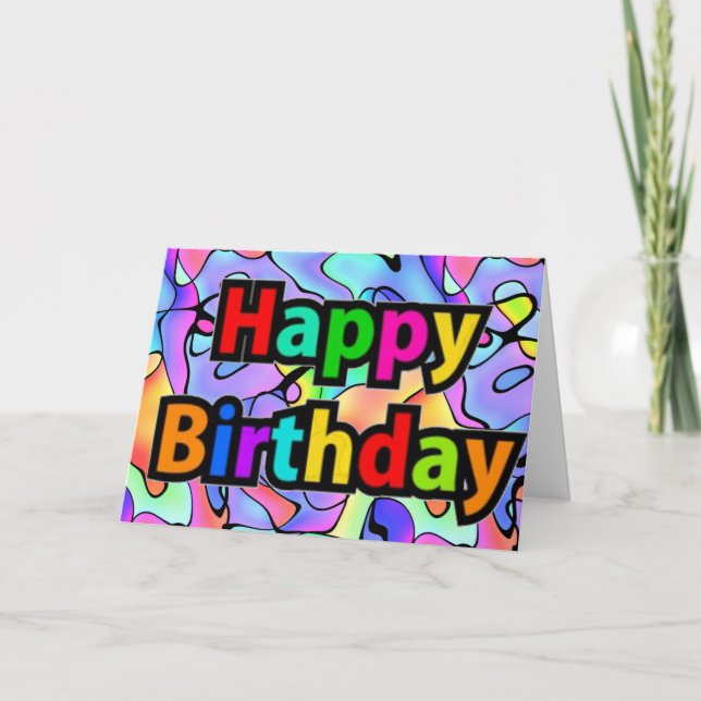 Rainbow Bright Art Happy Birthday Karte (Vorderseite)