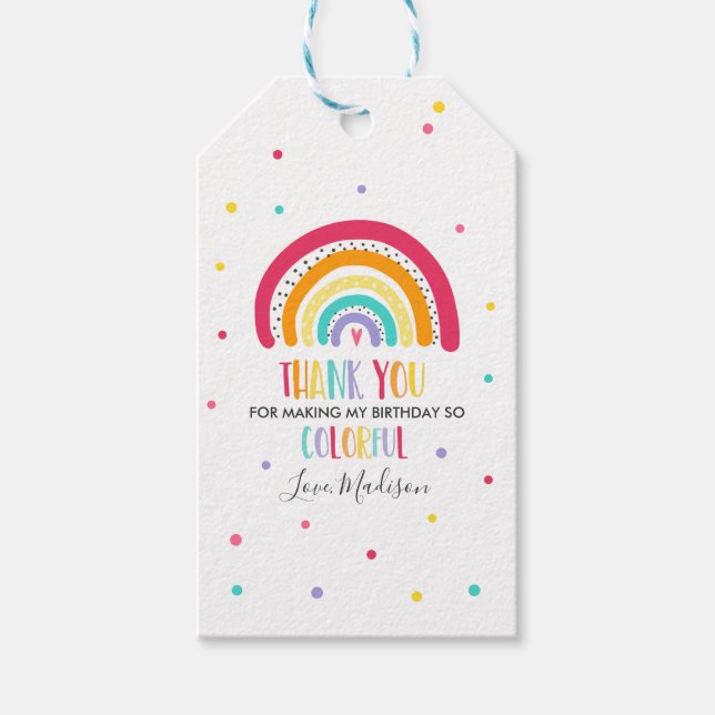 Rainbow Bright Birthday Party Geschenkanhänger (Vorderseite)