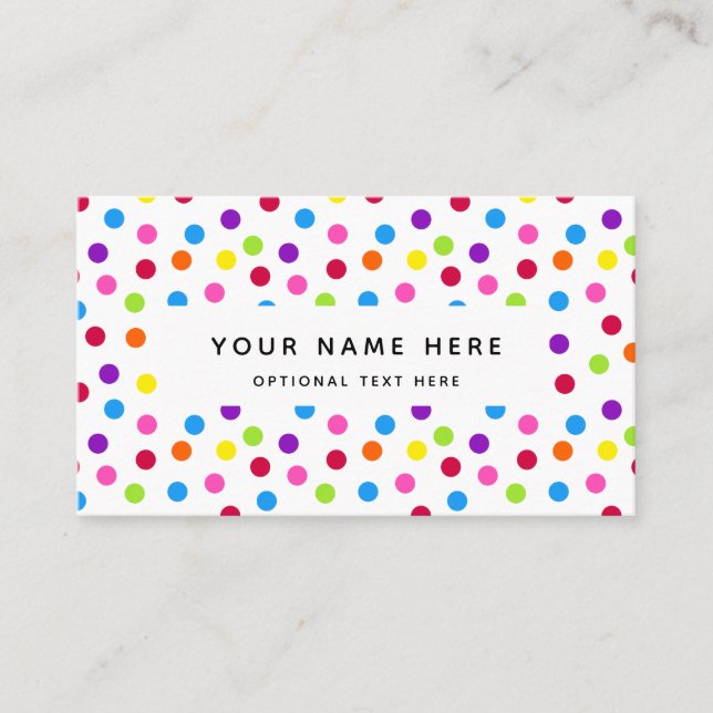 Rainbow Bright Polka Dots Confetti Muster Visitenkarte (Vorderseite)