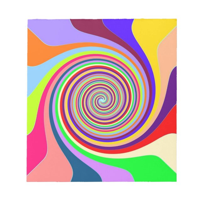 Rainbow bright psychedelic pop art candy swirl notizblock (Vorderseite)