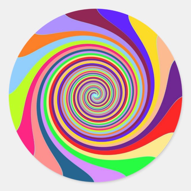 Rainbow bright psychedelic pop art candy swirl runder aufkleber (Vorderseite)