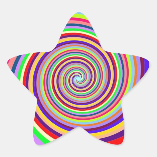 Rainbow bright psychedelic pop art candy swirl Stern-Aufkleber (Vorderseite)