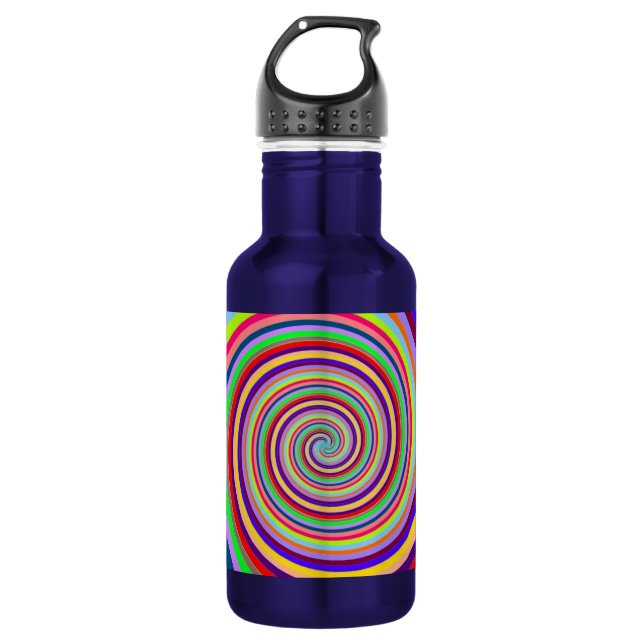 Rainbow bright psychedelic pop art candy swirl trinkflasche (Vorderseite)