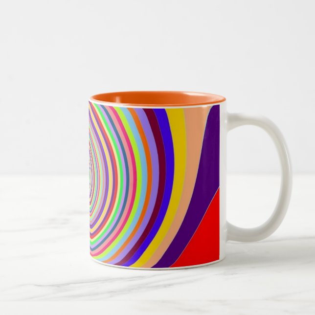 Rainbow bright psychedelic pop art candy swirl zweifarbige tasse (Rechts)