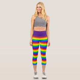 Rainbow Bright Striping Gay Pride Liebe ist Liebe Capri Leggings