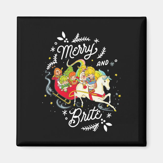 Rainbow Brite Christmas Merry und Brite Sleigh Rid Magnet (Vorne)