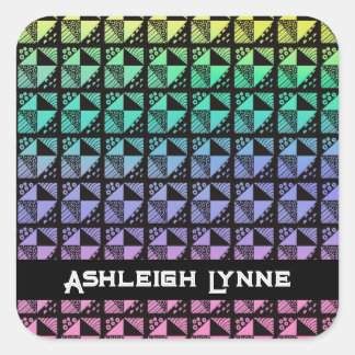 Rainbow Broken Geschirrs Patchwork Quilt Muster Quadratischer Aufkleber