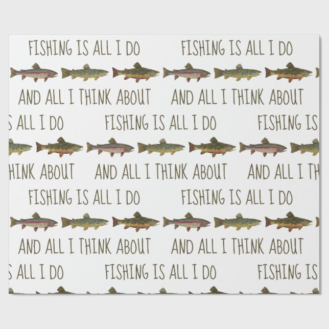 Rainbow Brown Brook Trout Fishing Quote Geschenkpapier (Flach)