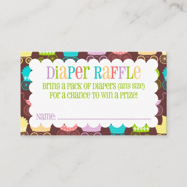 Rainbow & Brown Diaper Raffelschein Begleitkarte (Vorderseite)