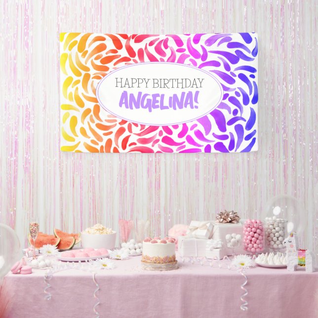 Rainbow Brush Paint Birthday Party Banner (Party)